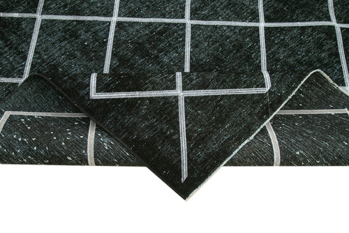 Geometric Carpet Siyah Geometrik Pamuk Yün El Dokuma Halısı 302x392 Agacan