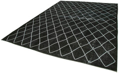 Geometric Carpet Siyah Geometrik Pamuk Yün El Dokuma Halısı 292x392 Agacan