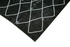 Geometric Carpet Siyah Geometrik Pamuk Yün El Dokuma Halısı 292x392 Agacan