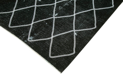 Geometric Carpet Siyah Geometrik Pamuk Yün El Dokuma Halısı 292x392 Agacan