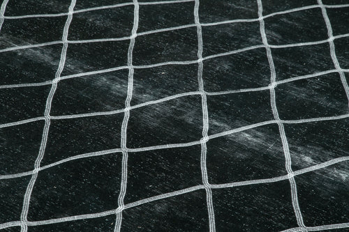 Geometric Carpet Siyah Geometrik Pamuk Yün El Dokuma Halısı 292x392 Agacan