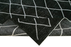 Geometric Carpet Siyah Geometrik Pamuk Yün El Dokuma Halısı 292x392 Agacan