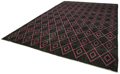 Geometric Carpet Siyah Geometrik Pamuk Yün El Dokuma Halısı 284x412 Agacan