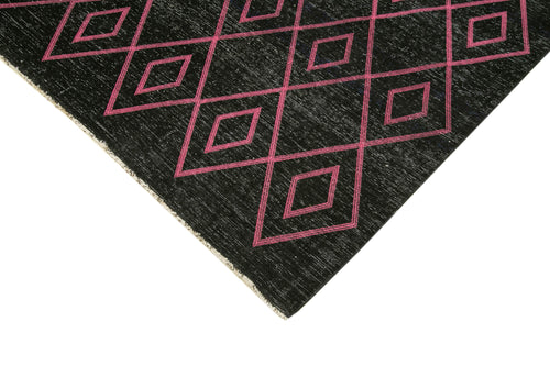 Geometric Carpet Siyah Geometrik Pamuk Yün El Dokuma Halısı 284x412 Agacan
