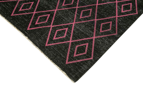 Geometric Carpet Siyah Geometrik Pamuk Yün El Dokuma Halısı 284x412 Agacan