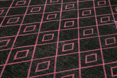 Geometric Carpet Siyah Geometrik Pamuk Yün El Dokuma Halısı 284x412 Agacan