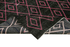 Geometric Carpet Siyah Geometrik Pamuk Yün El Dokuma Halısı 284x412 Agacan