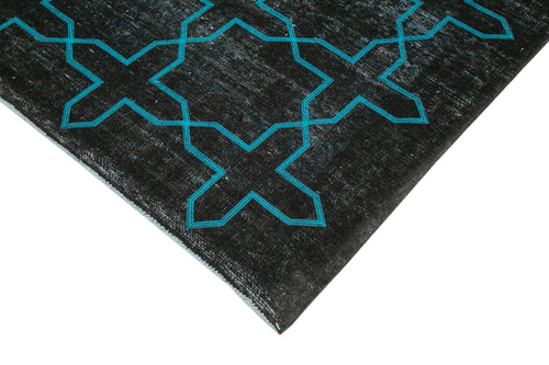 Geometric Carpet Siyah Geometrik Pamuk Yün El Dokuma Halısı 297x395 Agacan