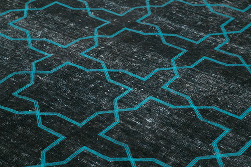 Geometric Carpet Siyah Geometrik Pamuk Yün El Dokuma Halısı 297x395 Agacan