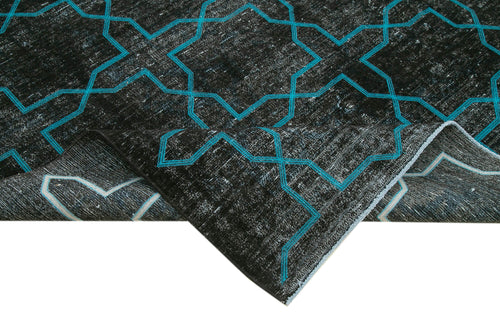 Geometric Carpet Siyah Geometrik Pamuk Yün El Dokuma Halısı 297x395 Agacan
