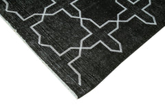 Geometric Carpet Siyah Geometrik Pamuk Yün El Dokuma Halısı 272x394 Agacan