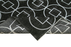 Geometric Carpet Siyah Geometrik Pamuk Yün El Dokuma Halısı 304x407 Agacan