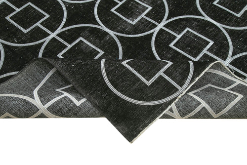 Geometric Carpet Siyah Geometrik Pamuk Yün El Dokuma Halısı 304x407 Agacan