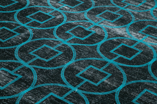 Geometric Carpet Siyah Geometrik Pamuk Yün El Dokuma Halısı 292x420 Agacan