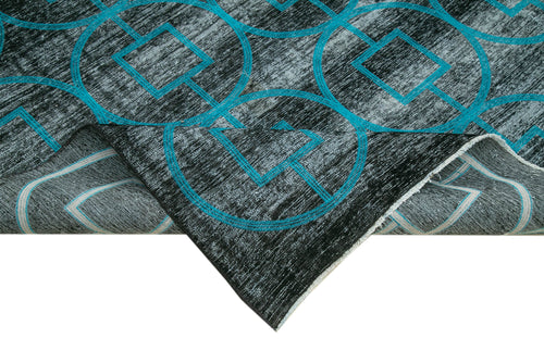 Geometric Carpet Siyah Geometrik Pamuk Yün El Dokuma Halısı 292x420 Agacan