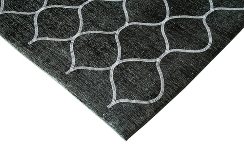 Geometric Carpet Siyah Geometrik Pamuk Yün El Dokuma Halısı 290x394 Agacan