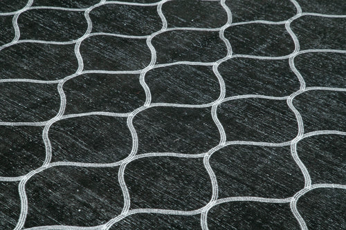 Geometric Carpet Siyah Geometrik Pamuk Yün El Dokuma Halısı 290x394 Agacan