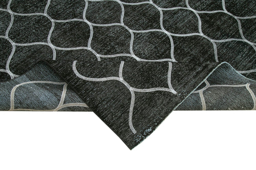 Geometric Carpet Siyah Geometrik Pamuk Yün El Dokuma Halısı 290x394 Agacan