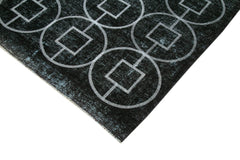 Geometric Carpet Siyah Geometrik Pamuk Yün El Dokuma Halısı 303x377 Agacan