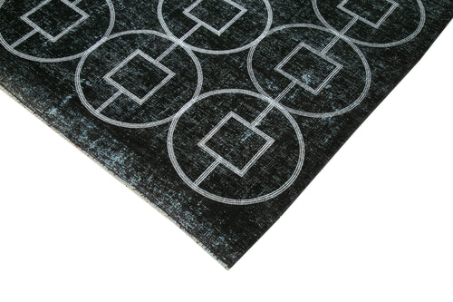 Geometric Carpet Siyah Geometrik Pamuk Yün El Dokuma Halısı 303x377 Agacan