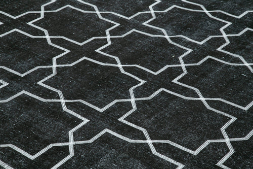 Geometric Carpet Siyah Geometrik Pamuk Yün El Dokuma Halısı 286x395 Agacan
