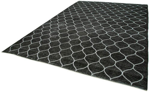 Geometric Carpet Siyah Geometrik Pamuk Yün El Dokuma Halısı 288x400 Agacan