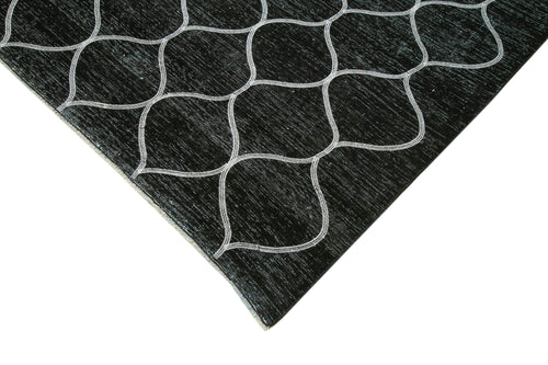 Geometric Carpet Siyah Geometrik Pamuk Yün El Dokuma Halısı 288x400 Agacan