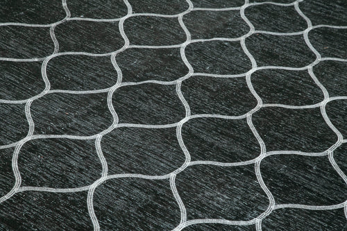 Geometric Carpet Siyah Geometrik Pamuk Yün El Dokuma Halısı 288x400 Agacan