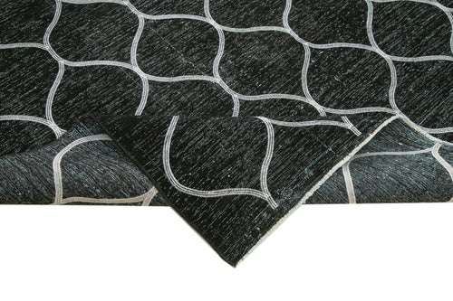 Geometric Carpet Siyah Geometrik Pamuk Yün El Dokuma Halısı 288x400 Agacan