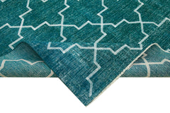 Geometric Carpet Turkuaz Geometrik Pamuk Yün El Dokuma Halısı 287x391 Agacan