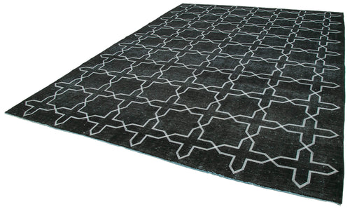 Geometric Carpet Siyah Geometrik Pamuk Yün El Dokuma Halısı 300x403 Agacan