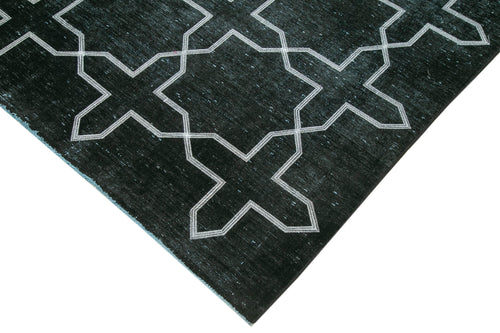 Geometric Carpet Siyah Geometrik Pamuk Yün El Dokuma Halısı 300x403 Agacan