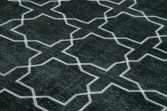 Geometric Carpet Siyah Geometrik Pamuk Yün El Dokuma Halısı 300x403 Agacan