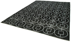 Geometric Carpet Siyah Geometrik Pamuk Yün El Dokuma Halısı 287x373 Agacan
