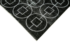 Geometric Carpet Siyah Geometrik Pamuk Yün El Dokuma Halısı 287x373 Agacan