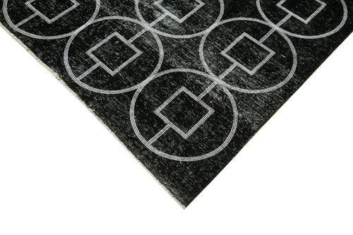 Geometric Carpet Siyah Geometrik Pamuk Yün El Dokuma Halısı 287x373 Agacan