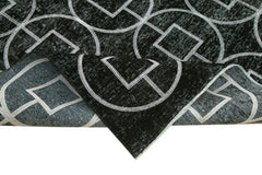 Geometric Carpet Siyah Geometrik Pamuk Yün El Dokuma Halısı 287x373 Agacan