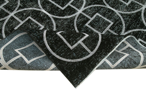 Geometric Carpet Siyah Geometrik Pamuk Yün El Dokuma Halısı 287x373 Agacan