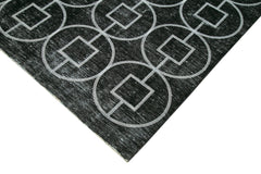 Geometric Carpet Siyah Geometrik Pamuk Yün El Dokuma Halısı 296x376 Agacan