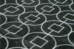 Geometric Carpet Siyah Geometrik Pamuk Yün El Dokuma Halısı 296x376 Agacan