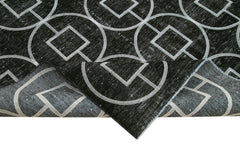 Geometric Carpet Siyah Geometrik Pamuk Yün El Dokuma Halısı 296x376 Agacan
