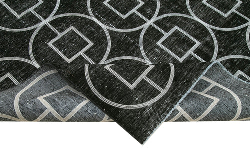 Geometric Carpet Siyah Geometrik Pamuk Yün El Dokuma Halısı 296x376 Agacan