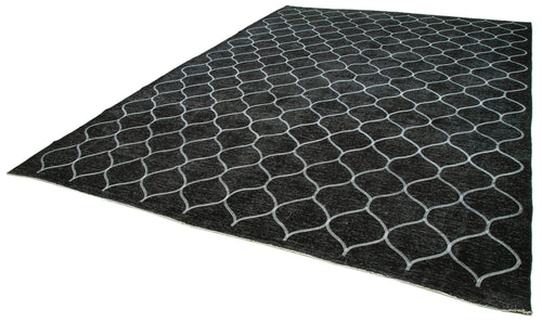 Geometric Carpet Siyah Geometrik Pamuk Yün El Dokuma Halısı 297x416 Agacan