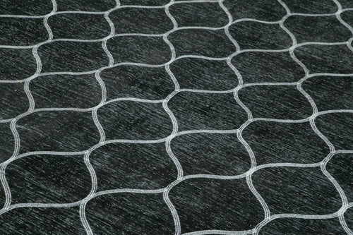 Geometric Carpet Siyah Geometrik Pamuk Yün El Dokuma Halısı 297x416 Agacan