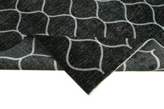 Geometric Carpet Siyah Geometrik Pamuk Yün El Dokuma Halısı 297x416 Agacan