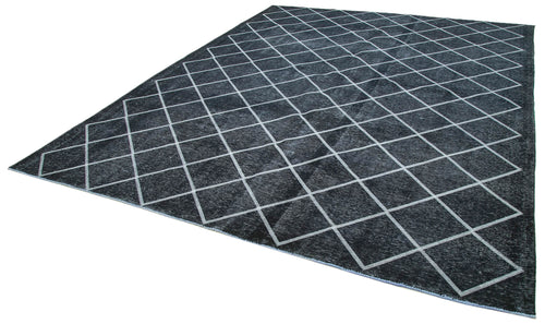 Geometric Carpet Siyah Geometrik Pamuk Yün El Dokuma Halısı 307x382 Agacan