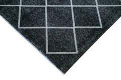 Geometric Carpet Siyah Geometrik Pamuk Yün El Dokuma Halısı 307x382 Agacan
