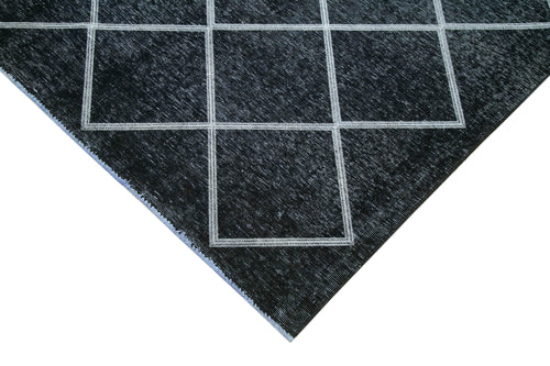Geometric Carpet Siyah Geometrik Pamuk Yün El Dokuma Halısı 307x382 Agacan