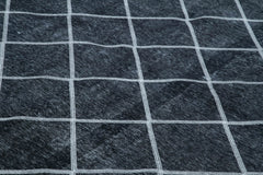 Geometric Carpet Siyah Geometrik Pamuk Yün El Dokuma Halısı 307x382 Agacan