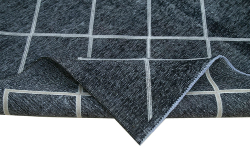 Geometric Carpet Siyah Geometrik Pamuk Yün El Dokuma Halısı 307x382 Agacan
